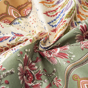 DaDa Bedding Botanical Cranberry Sage Chevron Floral Flat Bed Sheet w/ Pillowcases (JHW-924-Flat) - DaDa Bedding Collection