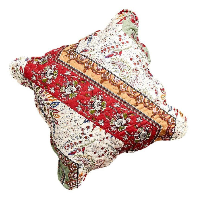 CUSHION COVER - DaDa Bedding Set of 2 Bohemian Patchwork Cranberry Sage Chevron Floral Throw Pillow Covers, 18" (JHW924) - DaDa Bedding Collection