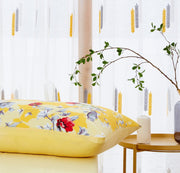 DaDa Bedding Sunshine Yellow Hummingbirds Floral Duvet Cover & Fitted Flat Bed Sheets Set w/ Pillow Cases Window Valances (925) - DaDa Bedding Collection