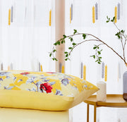 DaDa Bedding Sunshine Yellow Hummingbirds Floral Fitted & Flat Bed Sheets Set (JHW-925) - DaDa Bedding Collection