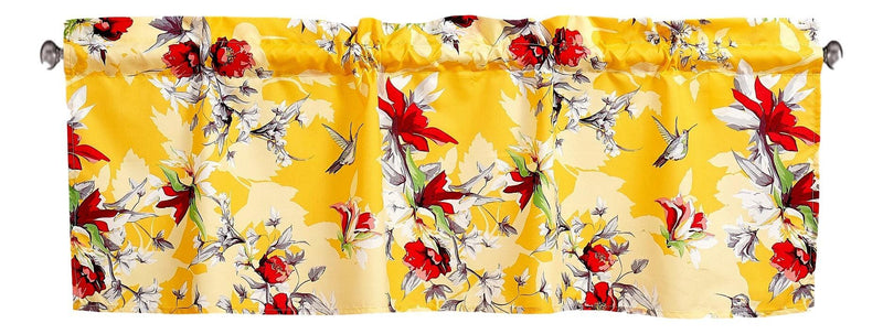 DaDa Bedding Floral Sunshine Yellow Hummingbirds Window Curtain Valance - 18" x 52" (JHW-925) - DaDa Bedding Collection