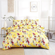 DaDa Bedding Sunshine Yellow Hummingbirds Floral Duvet Cover Set w/ Pillow Cases (JHW-925) - DaDa Bedding Collection