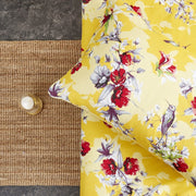 DaDa Bedding Sunshine Yellow Hummingbirds Floral Fitted Bed Sheet w/ Pillow Cases (JHW-925) - DaDa Bedding Collection