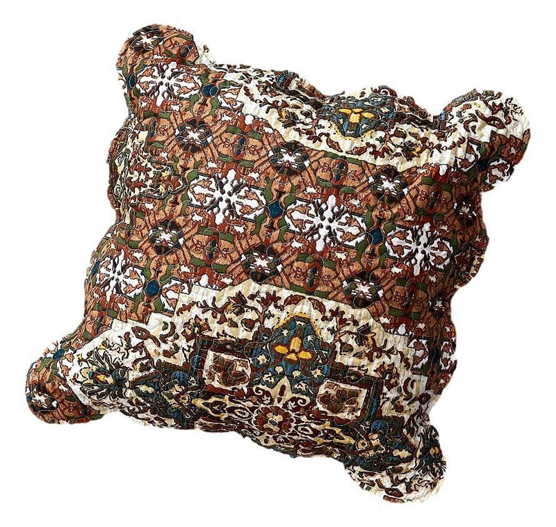 DaDa Bedding Set of 2-Pieces Rustic Earthy Cross Motif Folk Scalloped Throw Pillow Covers, 18" x 18" (JHW944) - DaDa Bedding Collection