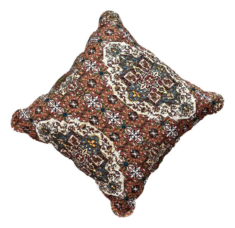 DaDa Bedding Rustic Earthy Cross Motif Folk Style Scalloped Euro Pillow Sham Cover, 26" x 26" (JHW944) - DaDa Bedding Collection