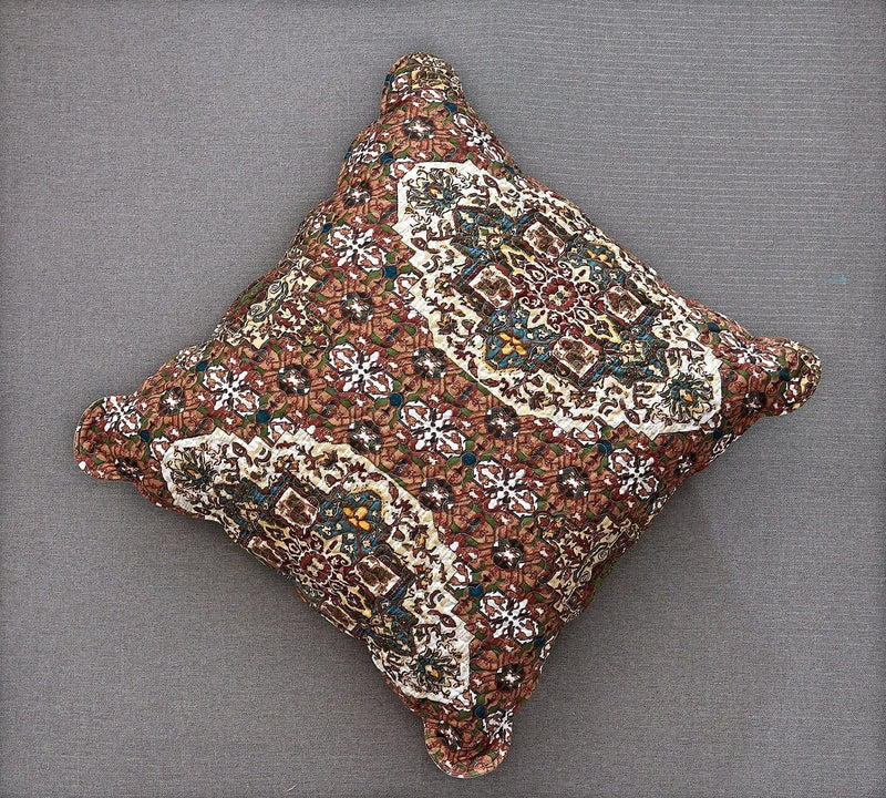 DaDa Bedding Rustic Earthy Cross Motif Folk Style Scalloped Euro Pillow Sham Cover, 26" x 26" (JHW944) - DaDa Bedding Collection