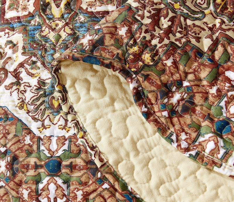 DaDa Bedding Rustic Earthy Cross Motif Folk Ogee Moroccan Scalloped Quilted Bedspread Set (JHW-944) - DaDa Bedding Collection