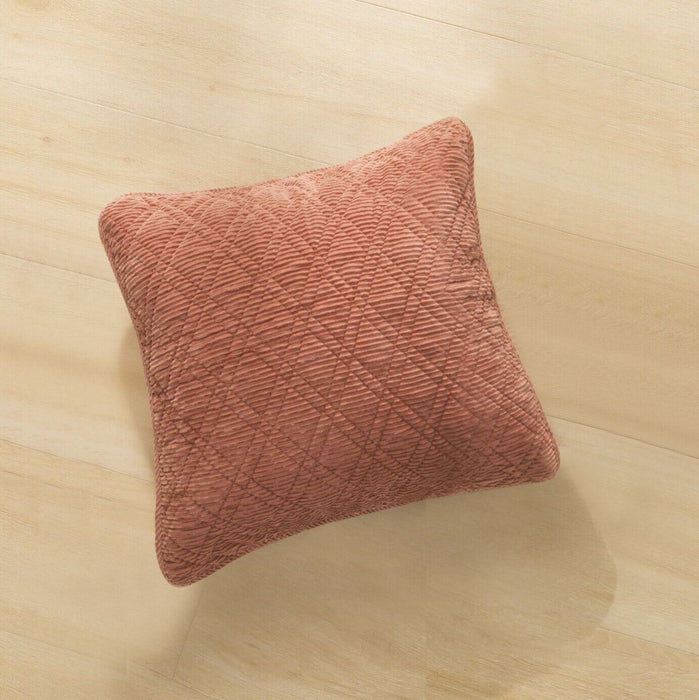 DaDalogy Bedding Set of 2-Pieces Terracotta Warm Brick Coral Orange Velour Corduroy Throw Pillow Covers - 18" x 18" (JHW952)