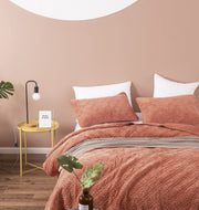 DaDalogy Bedding Terracotta Coral Brick Orange Soft Velour Corduroy Bedspread Set (JHW952) - DaDa Bedding Collection