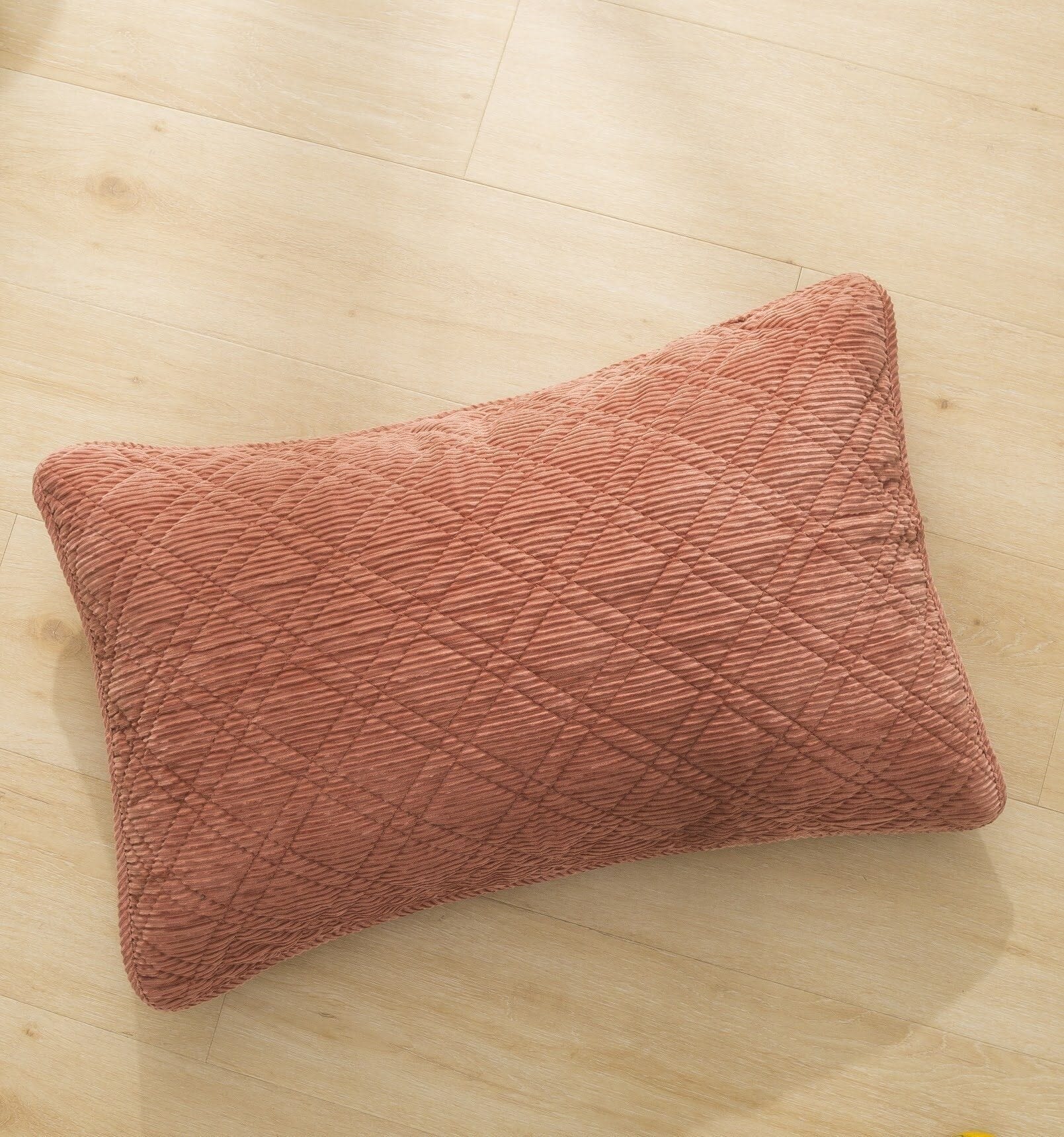 DaDalogy Bedding Terracotta Coral Brick Orange Soft Velour Corduroy Bedspread Set (JHW952) - DaDa Bedding Collection