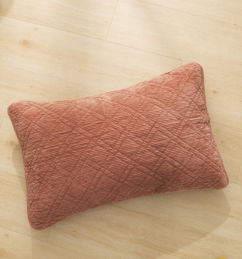 DaDalogy Bedding Terracotta Coral Brick Orange Soft Velour Corduroy Bedspread Set (JHW952) - DaDa Bedding Collection