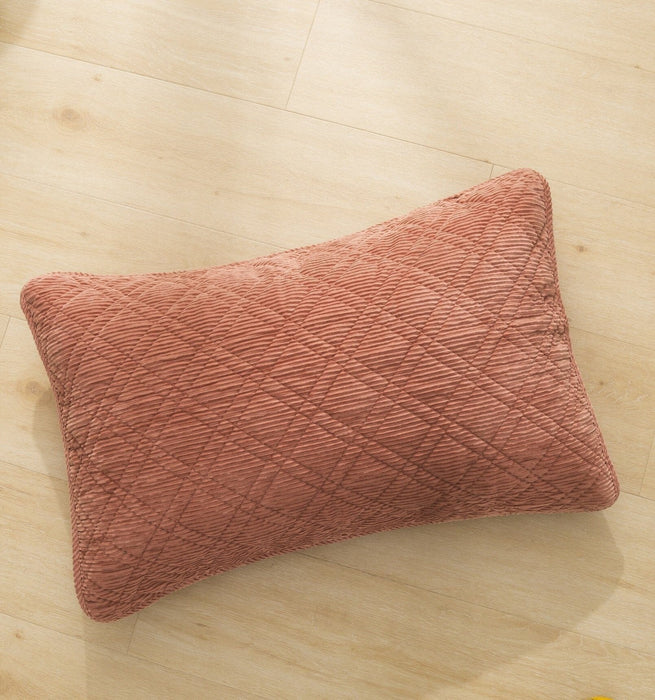 DaDalogy Bedding Terracotta Warm Brick Coral Orange Velour Corduroy Pillow Sham - King Size 20" x 36" (JHW952)
