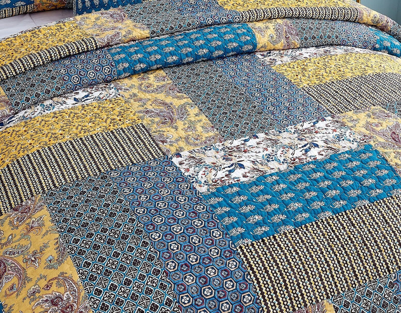 DaDa Bedding Honey Cove Garden Floral Paisley Cottage Patchwork Bedspread Set (JHW-957) - DaDa Bedding Collection