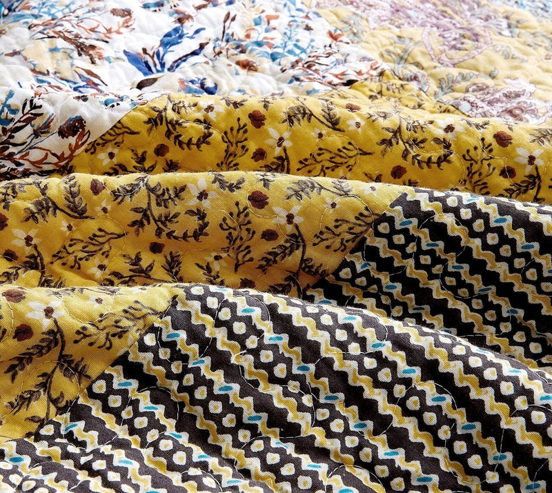 DaDa Bedding Honey Cove Garden Floral Paisley Cottage Patchwork Bedspread Set (JHW-957) - DaDa Bedding Collection