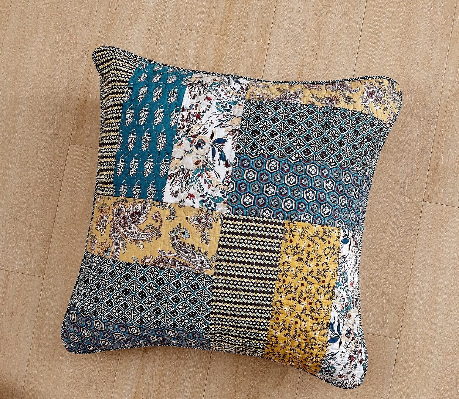 DaDalogy Bedding Set of 2 Honey Cove Floral Patchwork Throw Pillow Covers, 18" x 18" (JHW957) - DaDa Bedding Collection