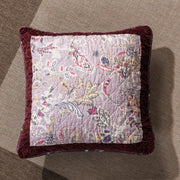 DaDa Bedding Set of 2-Pieces Patchwork Burgundy Red Velvet Purple Floral Throw Pillow Covers, 18" x 18" (JHW-868) - DaDa Bedding Collection