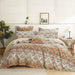 DaDa Bedding Bohemian Floral Paisley Garden Coral Teal Quilted Bedspread Set (LH1403) - DaDa Bedding Collection