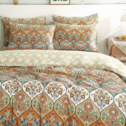 DaDalogy Bedding Bohemian Duvet Cover w/Pillow Cases - Reversible Coral Teal Floral Paisley Botanical Garden Party - Bright Vibrant Multi-Colorful Blue Salmon Pink - DaDa Bedding Collection
