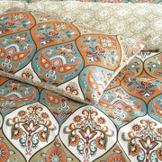 DaDalogy Bedding Bohemian Duvet Cover w/Pillow Cases - Reversible Coral Teal Floral Paisley Botanical Garden Party - Bright Vibrant Multi-Colorful Blue Salmon Pink - DaDa Bedding Collection