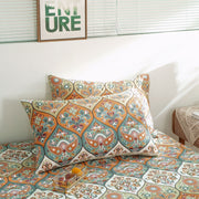 DaDalogy Bedding Bohemian Duvet Cover w/Pillow Cases - Reversible Coral Teal Floral Paisley Botanical Garden Party - Bright Vibrant Multi-Colorful Blue Salmon Pink - DaDa Bedding Collection