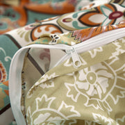 DaDalogy Bedding Bohemian Duvet Cover w/Pillow Cases - Reversible Coral Teal Floral Paisley Botanical Garden Party - Bright Vibrant Multi-Colorful Blue Salmon Pink - DaDa Bedding Collection
