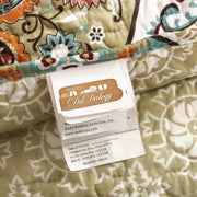 DaDa Bedding Bohemian Floral Paisley Garden Coral Teal Quilted Bedspread Set (LH1403) - DaDa Bedding Collection
