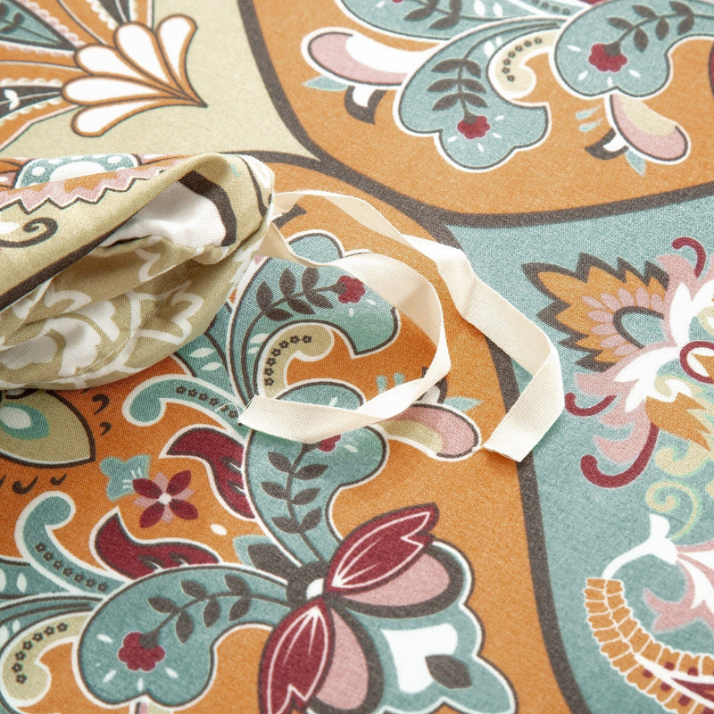 DaDalogy Bedding Bohemian Duvet Cover w/Pillow Cases - Reversible Coral Teal Floral Paisley Botanical Garden Party - Bright Vibrant Multi-Colorful Blue Salmon Pink - DaDa Bedding Collection