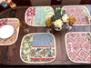 DaDa Bedding Set of 6-Pieces Hand-Made Placemats Cotton Bohemian Dark Elegance Patchwork Floral Table Mats (JHW-550) - DaDa Bedding Collection