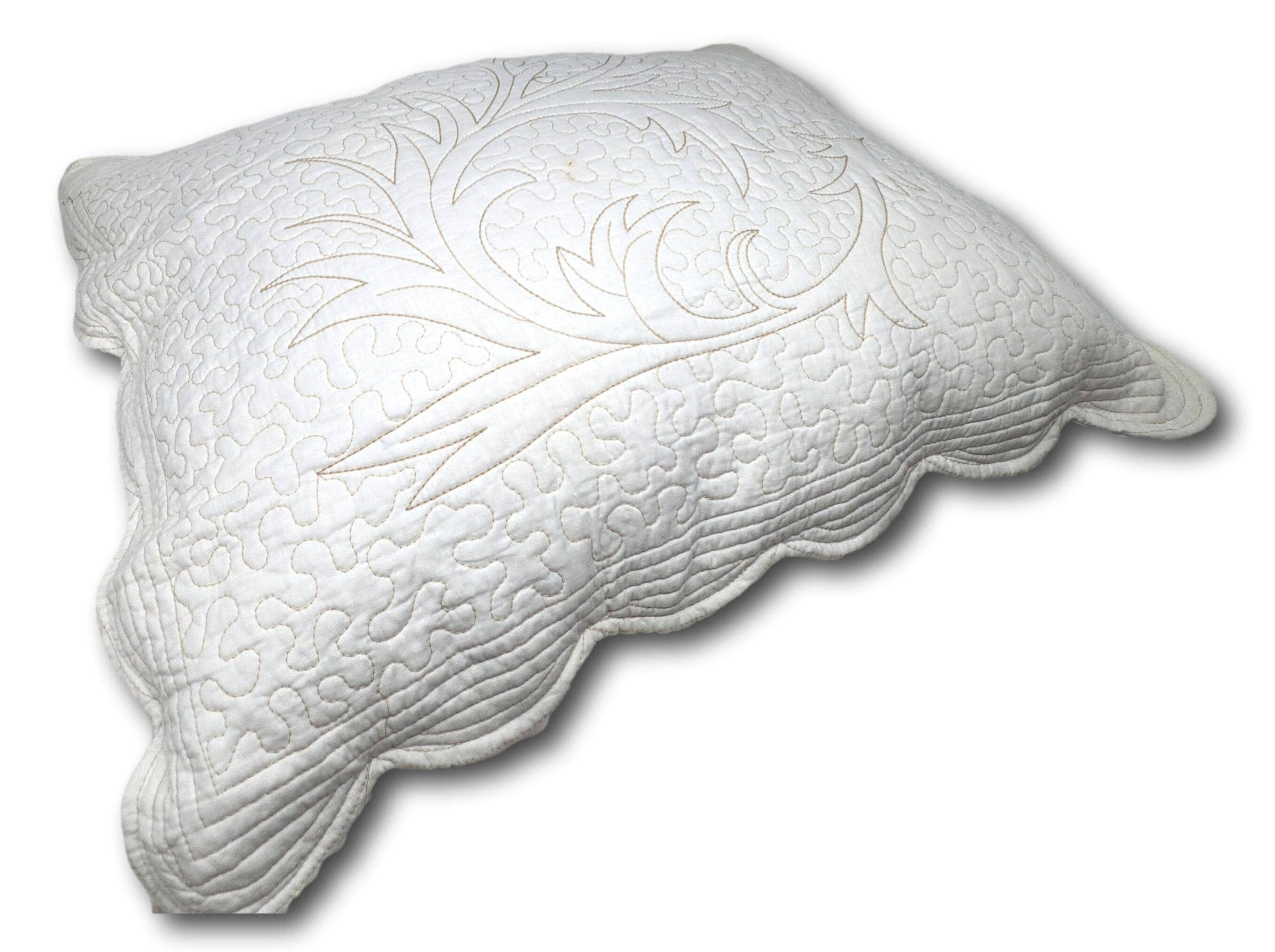 DaDa Bedding Elegant Cottage Ivory White Floral Matelassé Cotton Pillow Sham - Queen Size 20" x 30" (DXJ101796) - DaDa Bedding Collection