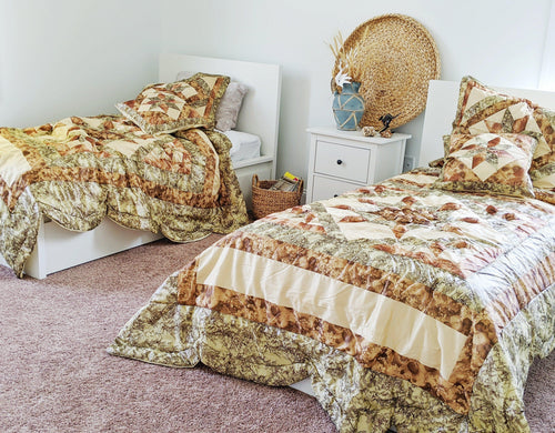 DaDa Bedding Country Rustic Camo Earthy Floral Sandy Beige Green Comforter Set (BM6118L-1) - DaDa Bedding Collection