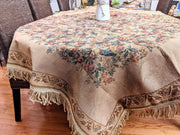 DaDa Bedding Wildflower Wonderland Floral Golden Beige Tan Square Dining Table Cloth (3100) - DaDa Bedding Collection