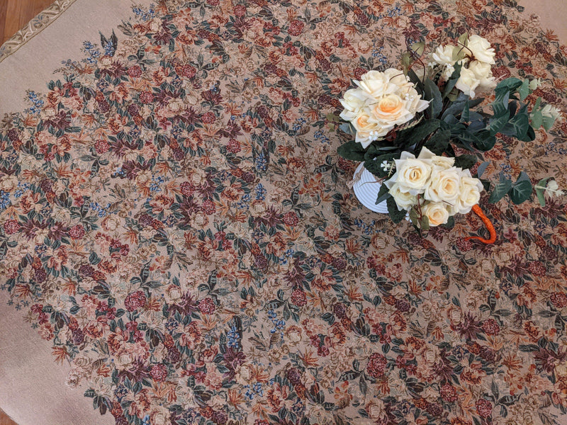 DaDa Bedding Wildflower Wonderland Floral Golden Beige Tan Square Dining Table Cloth (3100) - DaDa Bedding Collection