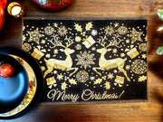 DaDa Bedding Set of 4-Pieces Magical Golden Reindeer Woven Tapestry Dining Table Placemats 13” x 19” - DaDa Bedding Collection