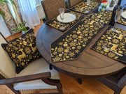 DaDa Bedding Magical Golden Reindeer Woven Tapestry Dining Table Runner (18272) - DaDa Bedding Collection