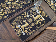 DaDa Bedding Set of 4-Pieces Magical Golden Reindeer Woven Tapestry Dining Table Placemats 13” x 19” - DaDa Bedding Collection