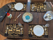 DaDa Bedding Set of 4-Pieces Magical Golden Reindeer Woven Tapestry Dining Table Placemats 13” x 19” - DaDa Bedding Collection