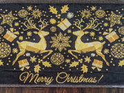 DaDa Bedding Magical Golden Reindeer Woven Tapestry Dining Table Runner (18272) - DaDa Bedding Collection