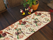 DaDa Bedding Sweet Heart Love Notes Pink Floral Woven Tapestry Dining Table Runner (18273) - DaDa Bedding Collection