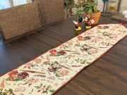 DaDa Bedding Sweet Heart Love Notes Pink Floral Woven Tapestry Dining Table Runner (18273) - DaDa Bedding Collection