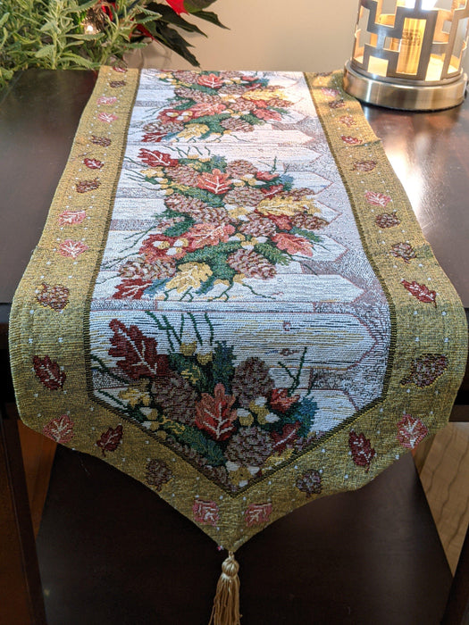 DaDa Bedding Rustic Floral Bouquet Lights Holiday Tapestry Dining Table Runner (6068)