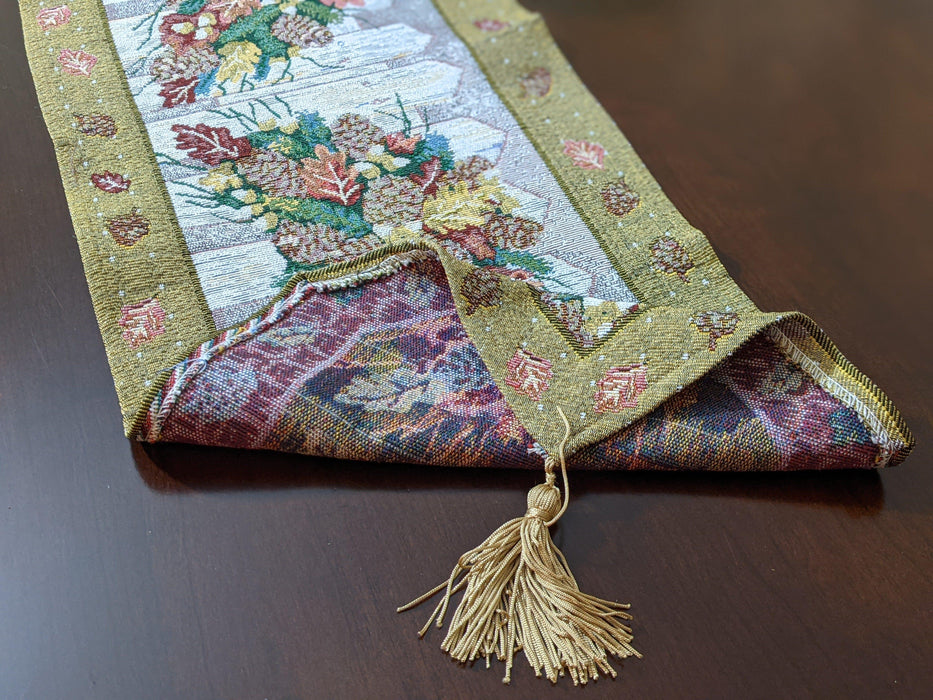 DaDa Bedding Set of 3-Pieces Table Runners - Festive Holiday Fiesta Floral Botanical Beige Woven Tapestry Dining Mats Scarf (6068) - DaDa Bedding Collection