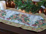 DaDa Bedding Rustic Floral Bouquet Lights Holiday Tapestry Dining Table Runner (6068) - DaDa Bedding Collection