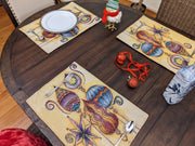 DaDa Bedding Set of 4-Pieces Starry Bohemian Lantern Ornaments Christmas Tapestry Placemats 13” x 19” (14916) - DaDa Bedding Collection