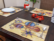 DaDa Bedding Set of 4-Pieces Starry Bohemian Lantern Ornaments Christmas Tapestry Placemats 13” x 19” (14916) - DaDa Bedding Collection