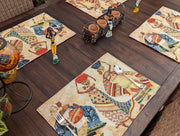 DaDa Bedding Set of 4-Pieces Dancing Women African Kwanzaa Tapestry Dining Table Placemats 13” x 19” (18117) - DaDa Bedding Collection