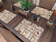 DaDalogy Bedding Set of 4-Pieces Light White Mughal Floral Botanical Cottage Fleur Tapestry Placemats 13” x 19” (18196) - DaDa Bedding Collection