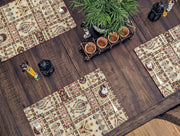 DaDalogy Bedding Set of 4-Pieces Light White Mughal Floral Botanical Cottage Fleur Tapestry Placemats 13” x 19” (18196) - DaDa Bedding Collection