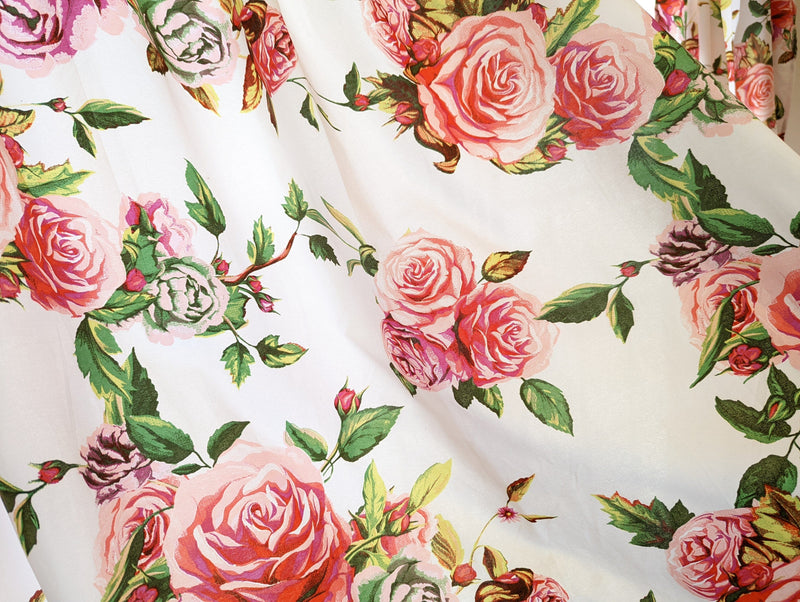 DaDa Bedding Set of 2-Pieces Romantic Roses Pink Floral Sheer Window Panel Curtains (JHW-879) - DaDa Bedding Collection