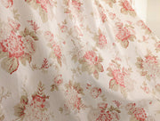 DaDa Bedding Set of 2-Pieces Hint of Mint Dainty Floral Pink Roses Cottage Sheer Window Panel Curtains (JHW3036) - DaDa Bedding Collection