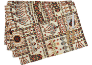 DaDalogy Bedding Set of 4-Pieces Light White Mughal Floral Botanical Cottage Fleur Tapestry Placemats 13” x 19” (18196) - DaDa Bedding Collection